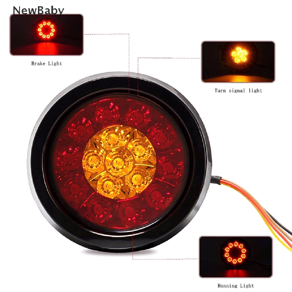 Lampu LED 16smd Bundar 4inch Warna Merah / Amber Untuk Sein / Rem Truk / Trailer