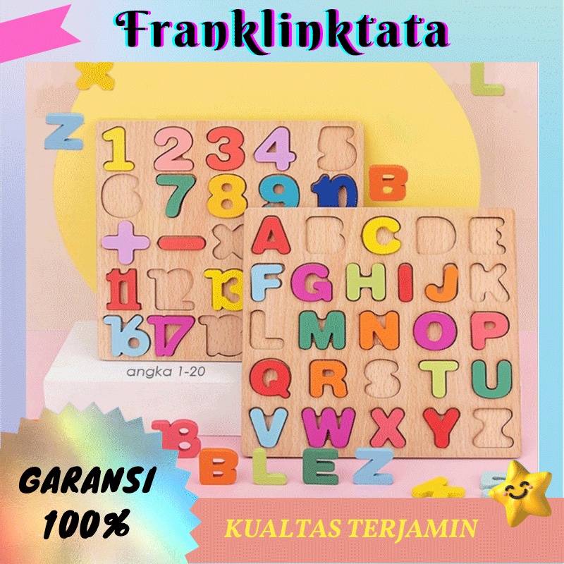 [HOT SALE]  Permainan teka-teki Puzzle ABC And Number Chunky Puzzle Anak Puzzle Kayu Jigsaw Puzzle 3D Wooden Toys Mainan Kayu 230-49 /Barang spot