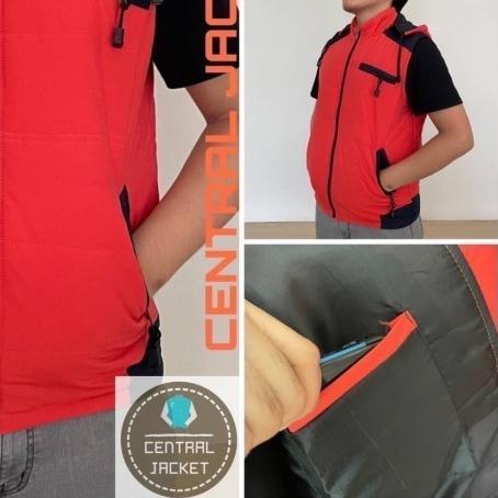 ۝ ROMPI PARASUT PRIA UKURAN JUMBO - JAKET ROMPI MOTOR WATERPROOF - Merah, XXL ♞