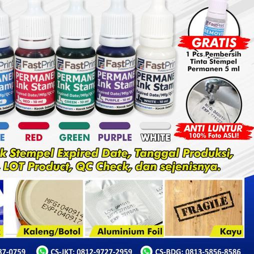 

♠ Fast Print Ink Tinta Stempel Permanen Expired Date Plastik Besi 10 ML - Hitam ➢