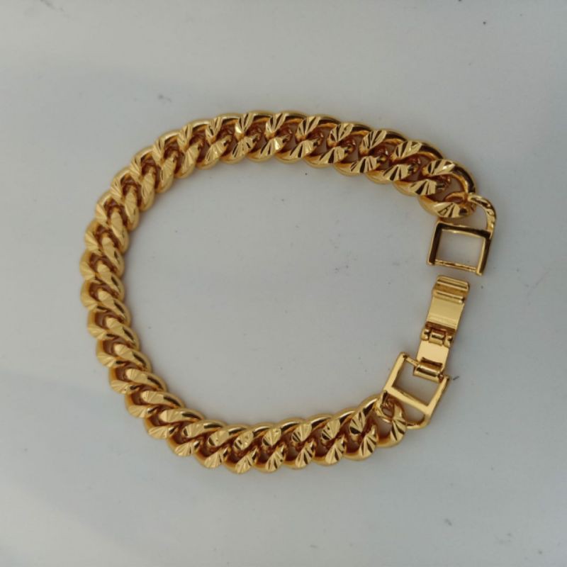 Gelang Rantai Titanium Lapis mas