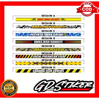 Stiker Aquarium STICKER AWAS IKAN GALAK stiker list depan WATERPROOF (Anti Air)