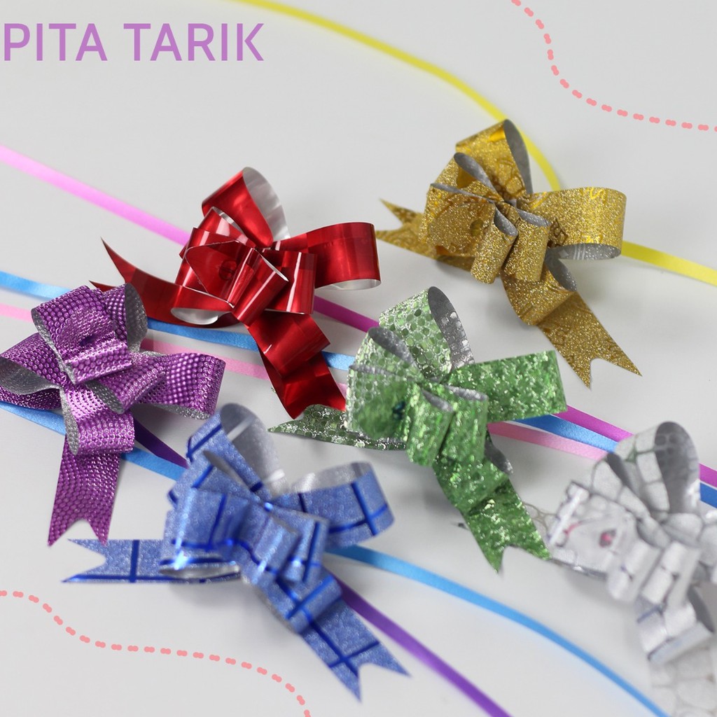 Pita Tarik / Pita Serut Metalik Warna Biru 3,5cm PS0030