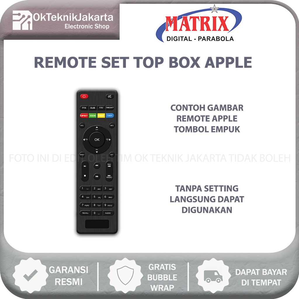 Remot Set Top Box DVB T2 Matrix Apple HD MERAH