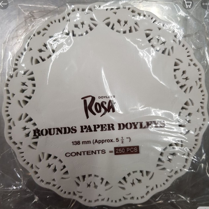 Kertas alas toples kue bulat renda / Paper Doyleys merk Rosa 5.5 inch