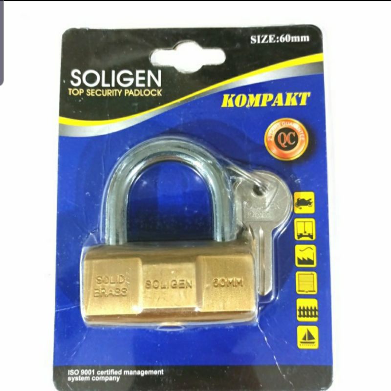 Gembok Pagar 50mm & 60mm Soligen Kuningan - Gembok Pagar 50mm & 60mm Kuningan