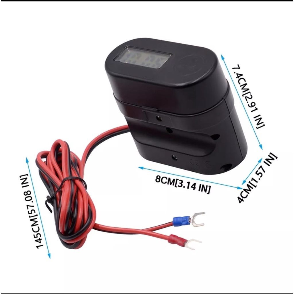 MotorCycle USB CD-3068 Lighter voltmetar / jam Charger Motor Dual usb