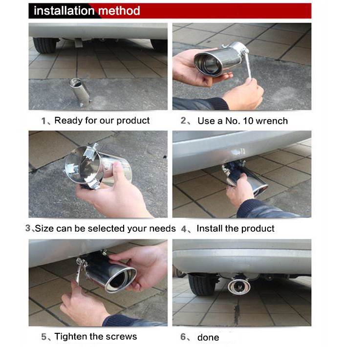 Mobil Putaran Knalpot Muffler Tip Pipa Stainless Steel Chrome Potong Pipa Knalpot Dimodifikasi Mobil belakang pipa knalpot