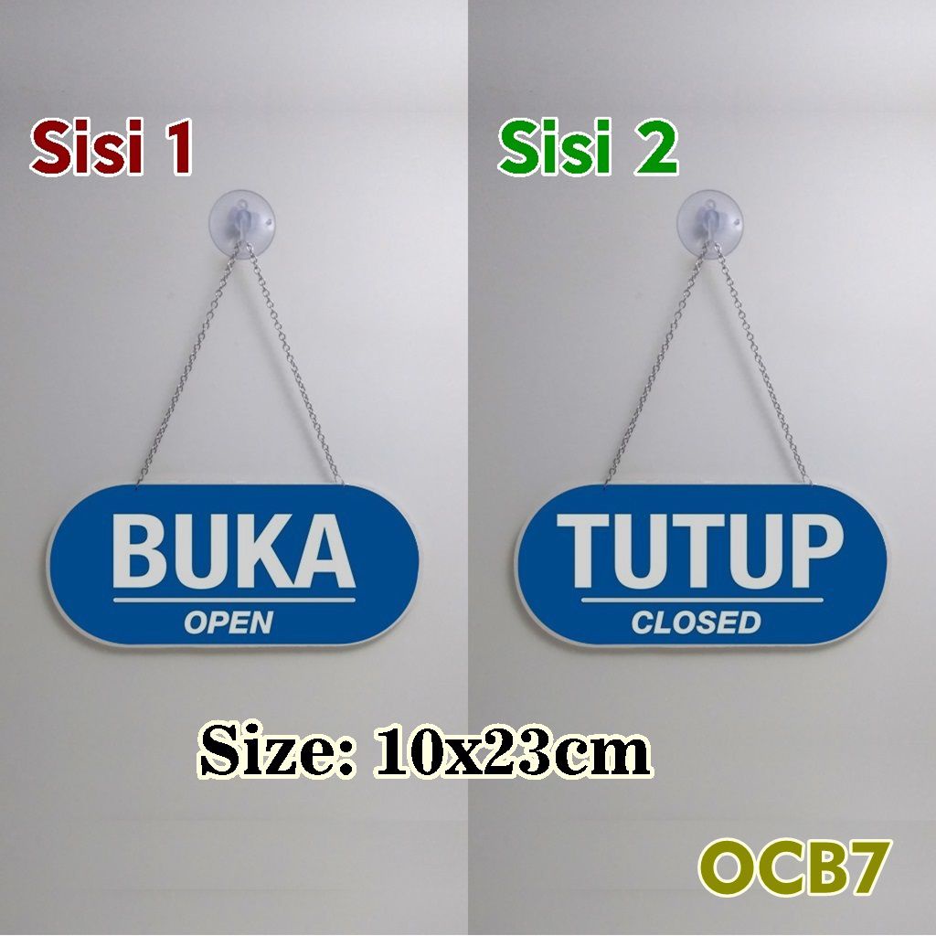 Open Close Sign Label Gantung Buka Tutup Pintu Toko   Oval Signage 10x23cm SLGM1023SBC CUF567 SBC