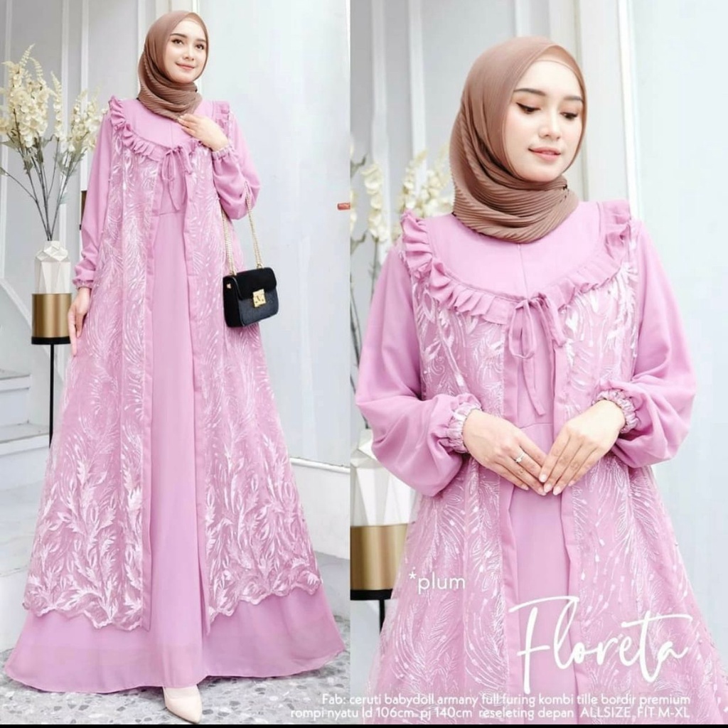 DRESS KONDANGAN BRUKAT - FLORETA MAXY BRUKAT - DRESS MAXY PESTA - DRESS BRUKAT PREMIUM