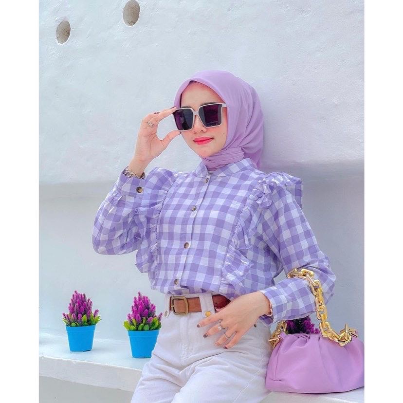 TEEN FASHION - Una Top Atasan Blouse Katun Kotak Fashion Wanita