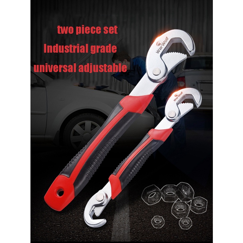 (Dalam stok, dikirim dari Jakarta)Car carry universal wrench tool set activity large opening wrench universal pipe wrench Bahasa Jerman multi-fungsi quick wrench live mouth 48 in 1 live mouth wrench perbaikan mobil rumah