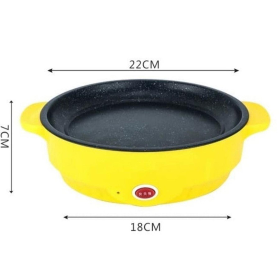 Panci Listrik Grill Pan Pemanggang Serbaguna Anti Lengket Bentuk Bulat Ukuran 25x23x8 Cm Daya 450 Watt