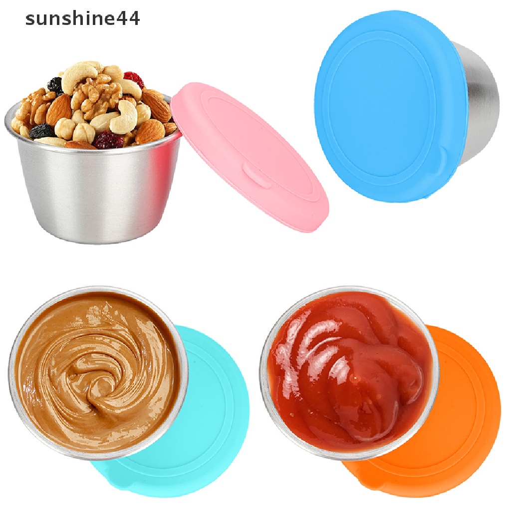 Sunshine Gelas Saus / Salad Bahan Stainless Steel Reusable Dengan Tutup