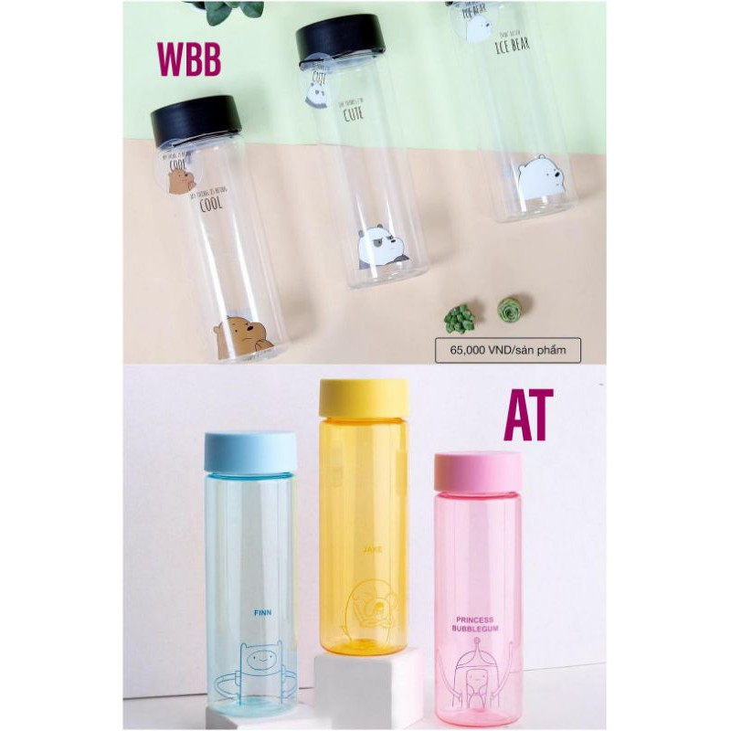 Miniso official Adventure Time / We Bare Bears plastic water bottle 540ml. botol minum plastik