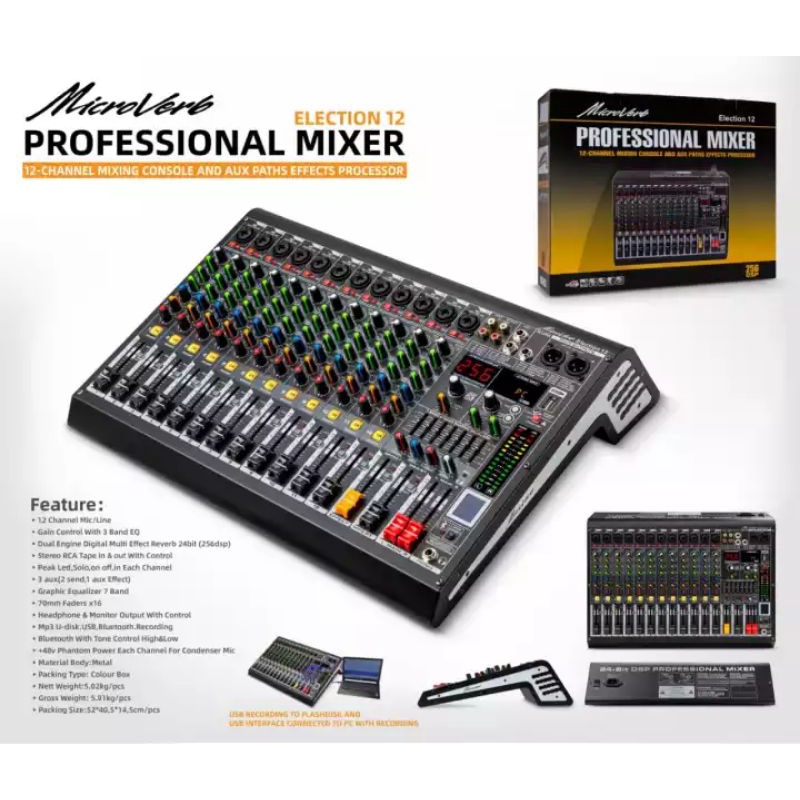 Mixer Audio Microverb SELECTION 12 Original Effec Digital 256Dsp Mixer 12 Channel Model Ashley