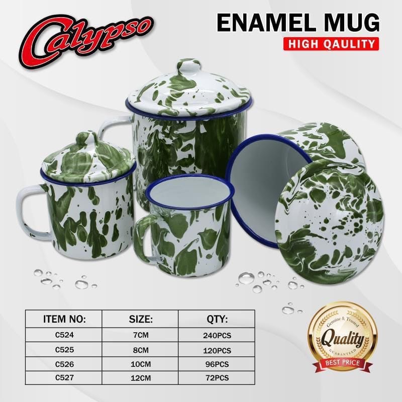 Mug Enamel + Tutup motif Blirik/Gelas jadul Blirik + Tutup