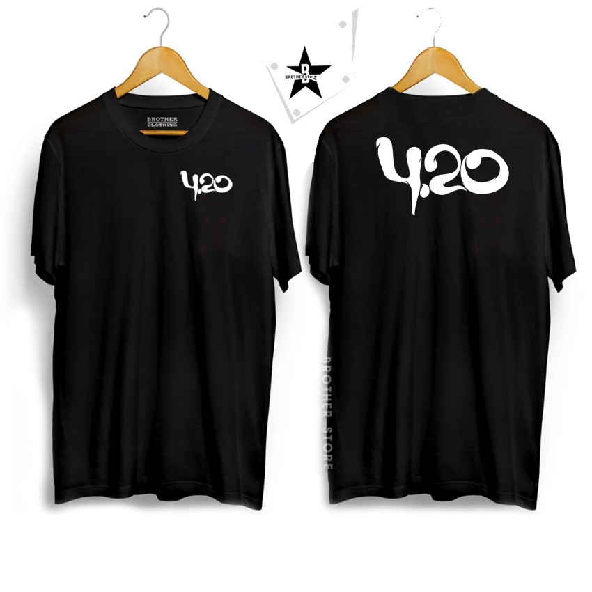 Kaos Distro 420 Front Back White Premium