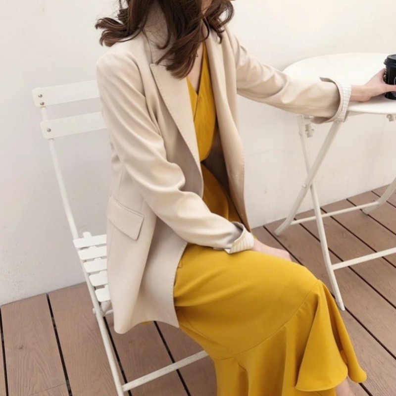 KDR-38 elegant dress with V-neck mid-length dress hitam mustard terusan wanita import korea