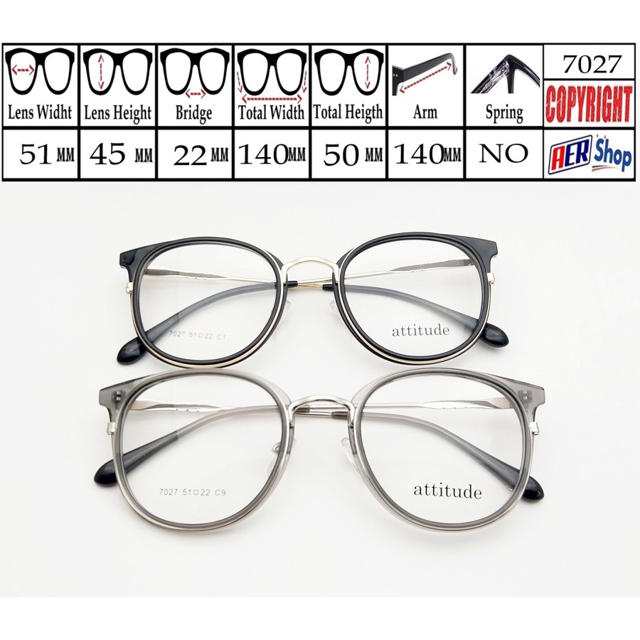 7027 - 7079. Kacamata frame original ATTITUDE minus frame kacamata korea minus