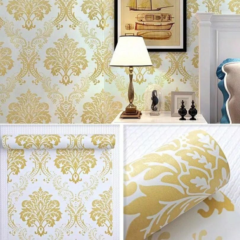  Wallpaper  Sticker PUTIH BATIK GOLD  WPS144GD Wallpaper  