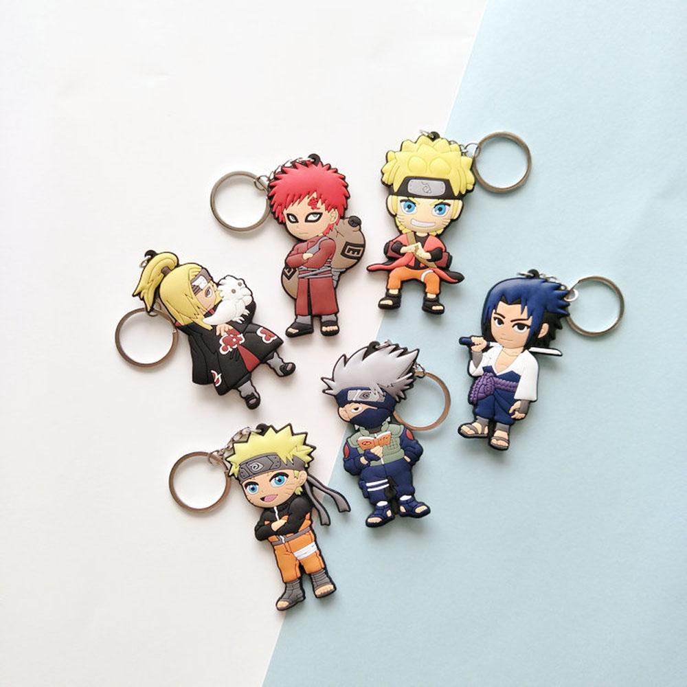 [Elegan] Naruto Gantungan Kunci Untuk Hadiah Anak Miniatur Uchiha Sasuke Anime Jepang Darah Panas Anime Key Ring