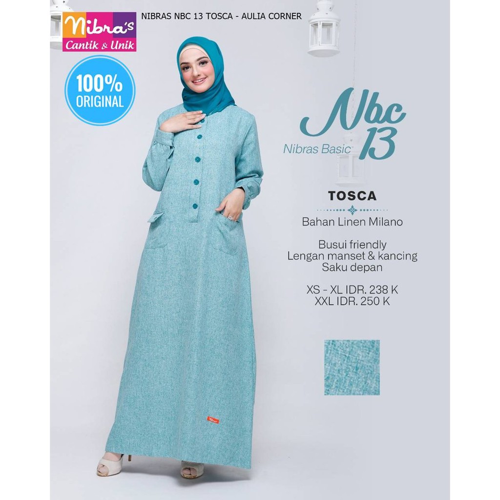 Gamis Hoodie Wanita Gamis Nibras NBC 13 Tosca ORIGINAL Bahan Berkualitas