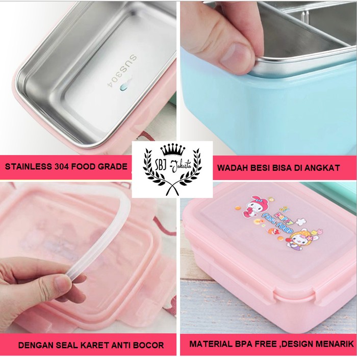 Kotak makan anak Sanrio 304 stainless BPA Free / Lunch Box Double Layer 304 STAINLESS anti bocor