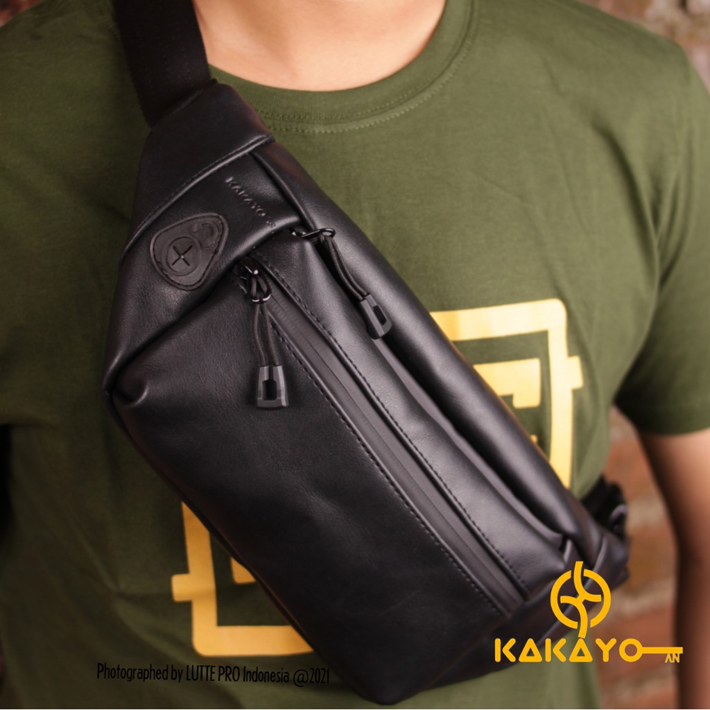 Kakayo/Tas Selempang Pria/Waist Bag Premium/Kulit Industri/Waterproof