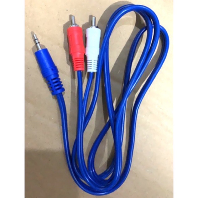 Kabel Aux Audio 3.5mm Jack Hp Ke RCA 2 in 1 Panjang 1,5Meter Tebal Kabel hp ke Speaker