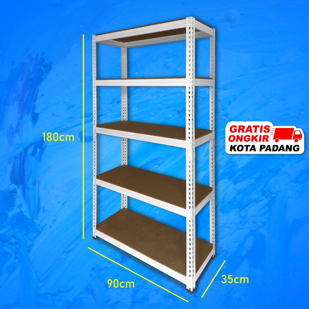 Rak Besi Siku Berlubang Multifungsi 90x35x180cm