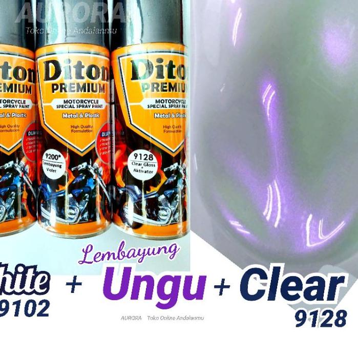 Terbaik PAKET Diton  Putih White 9102 + Lembayung Violet 9200* + Clear Gloss 9128 .