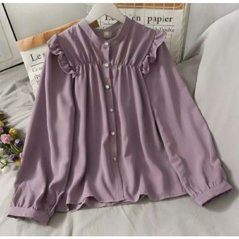 KEISYA BLOUSE •• KEMEJA BASIC POLOS BLOUSE KEISYA FULL KANCING/ATASAN WANITA