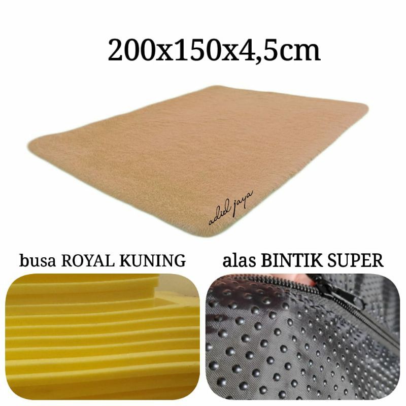 (PREMIUM) Karpet Bulu Rasfur KARINDO, isi BUSA KUNING, alas BINTIK ANTISLIP 200x150x4,5cm (PR:B28)