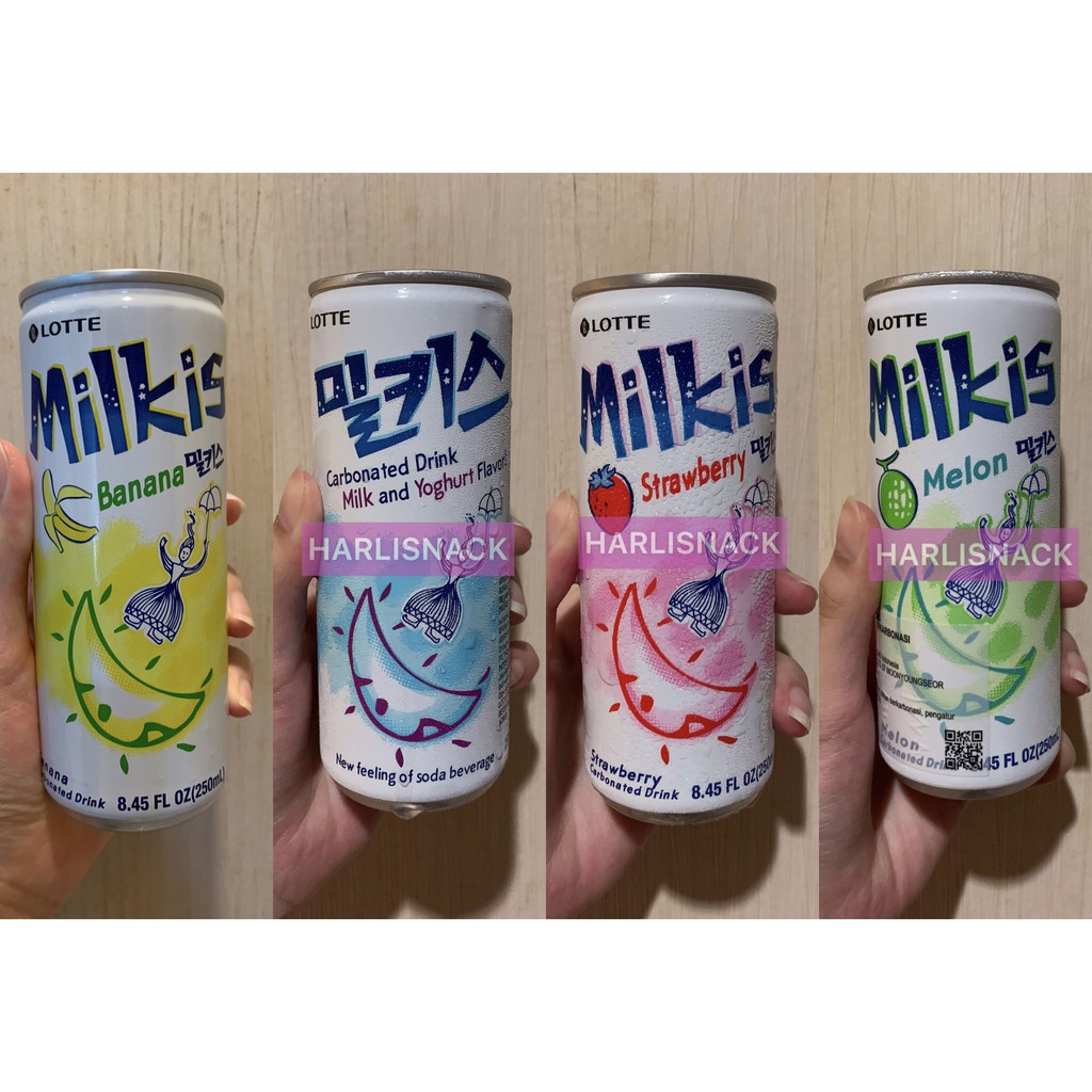 

LOTTE CHILSUNG MILKIS STRAWBERRY / MELON / MILK AND YOGURT / BANANA MINUMAN SODA SUSU KOREA