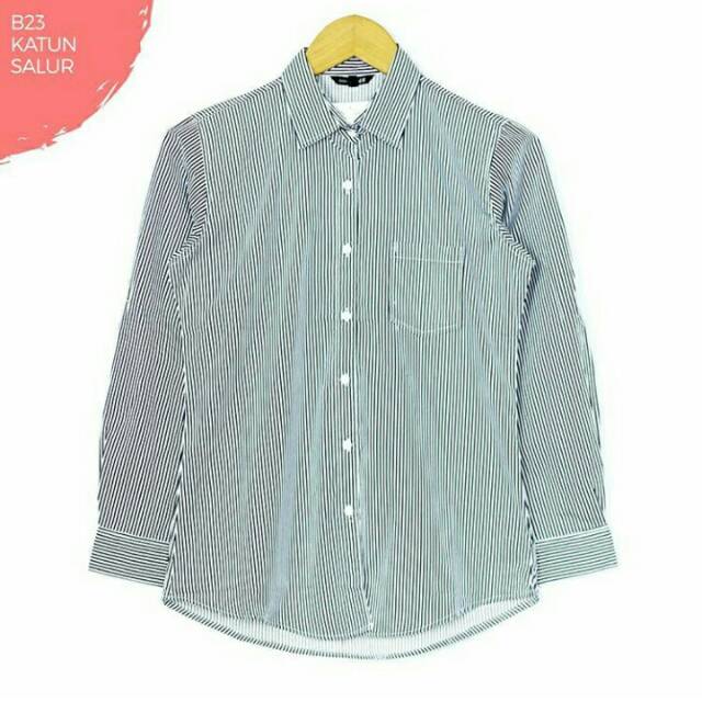 H&M kemeja stripe hitam