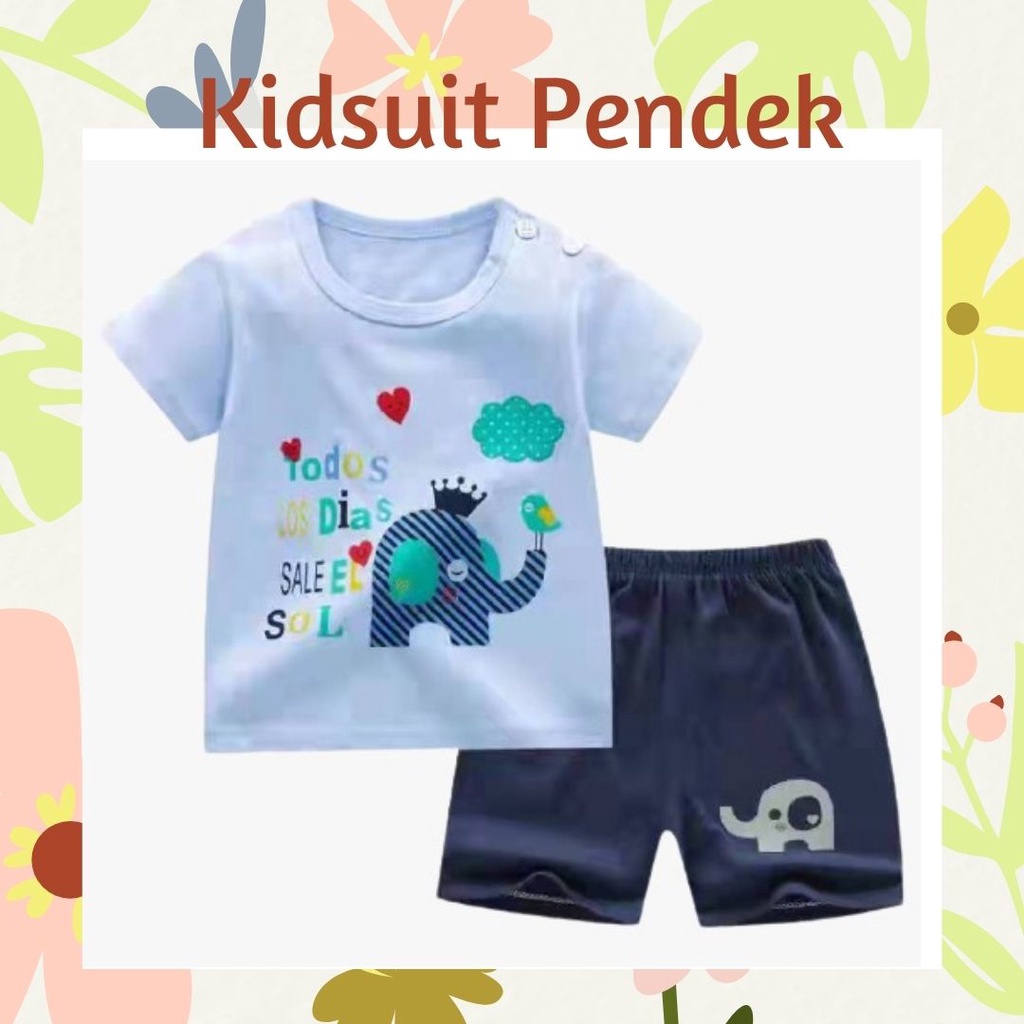 Plazababyku KIDS SUIT PENDEK H5 Setelan Anak Bahan Kaos Lengan + Celana Berkualitas Import ebv cowok NEW2