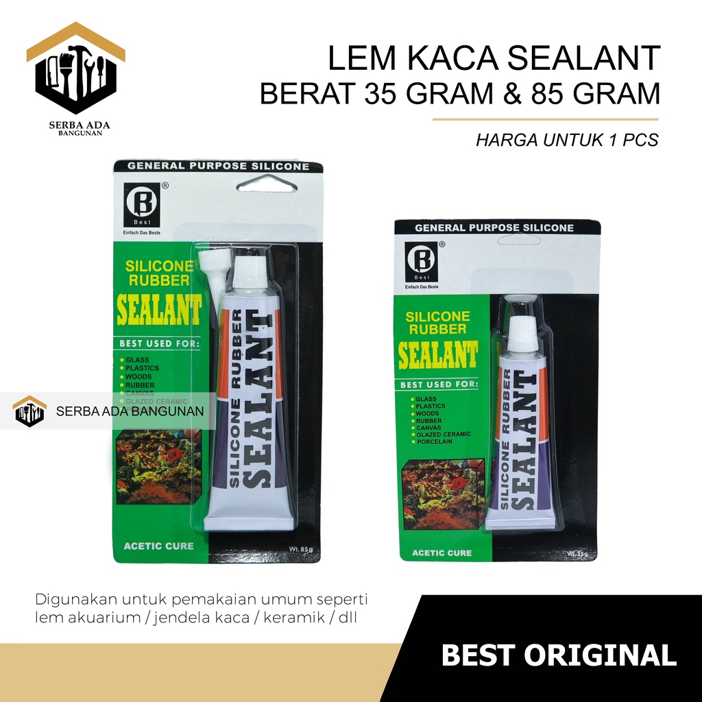 LEM SEALENT KACA LEM GASKET 35 Gram 85 Gram / SILICON UNTUK KARET PLASTIK KAYU KARET KERAMIK CANVAS