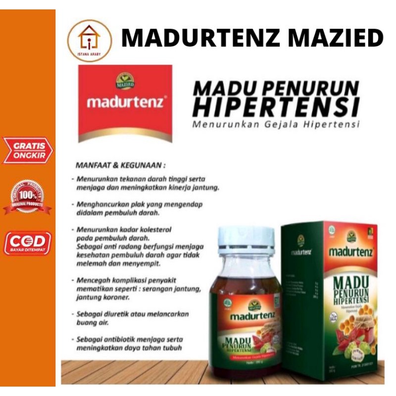 

MADURTENZ MAZIED/MADU PENURUN HIPERTENSI/MADU MEMBANTU MENURUN KAN TENSI/ MENURUNKAN DARAH TINGGI/MENURUN KAN KOLESTEROL/AMAN DI KONSUMSI