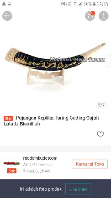 Pajangan Replika Taring Gading Gajah Lafadz Bismillah