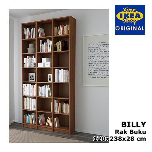 BILLY Rak  Buku  Cokelat Veneer Kayu Ash 120x237x28 cm 