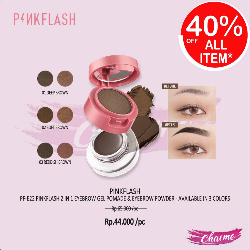 (READY) Pinkflash Pink Flash 2 In 1 Eyebrow Gel Pomade &amp; Eyebrow Powder PF E22