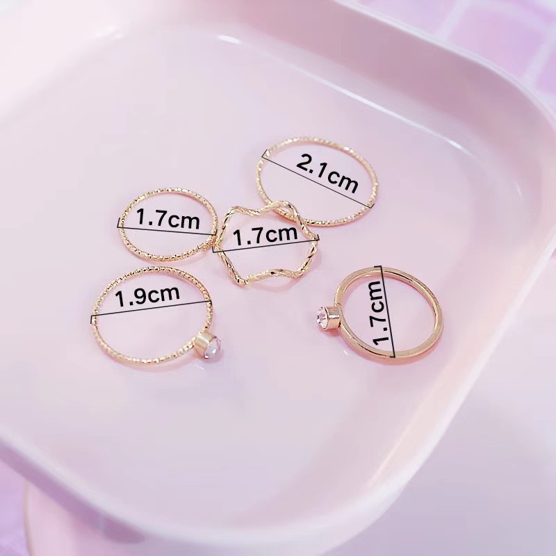 Jepang dan Korea style gelombang berlian imitasi cincin tunggal berlian wanita dengan 5 set index ci