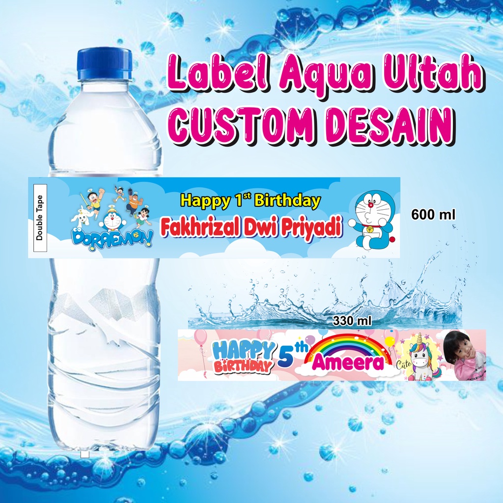 

Label Minuman / Label Mineral Water Wrapper / Label Aqua Wrapper untuk Dessert Table label aqua 330 ml / 600 ml