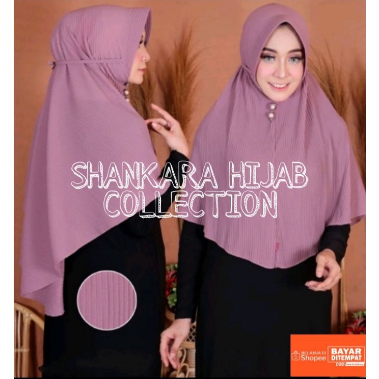 Hijab Instan Bergo Plisket/Pleats Tali Maryam Pet Busa Anthem - Ceruty Babydoll Premium (TANPA LABEL