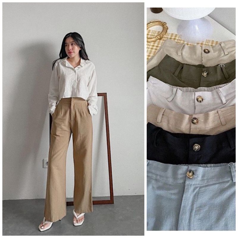 SAZA SLIM CULLOTE HIGHWAIST PREMIUM | SEOUL KULOT LINEN HIGH WAIST | HIGHWAIST KULOT LOOSE LINEN