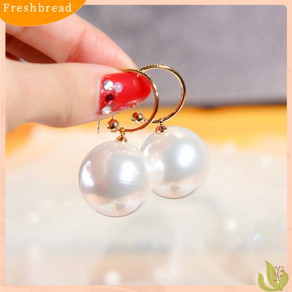 Terlaris Women Fashion C-shape Faux Pearl Dangle Pendant Ear Stud Earring Jewelry Gift