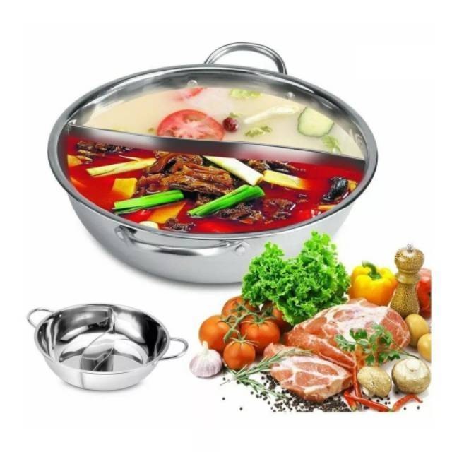 Panci Shabu Steamboat Sekat 2 Suki Pan 28cm