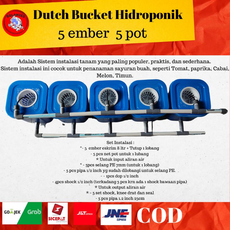 DUTCH BUCKET HIDROPONIK 5 EMBER 5 POT HIDROPONIK SET