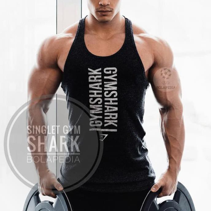 Singlet GYM SHARK WORD / kaos gym fitnes / Baju training fitness pria "HARGA PROMO"